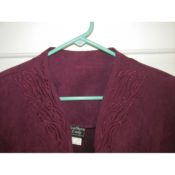 Southern Lady Women's Purple Embroidered Long Sleeve Open Blazer Size 14 - Picture 2 of 8